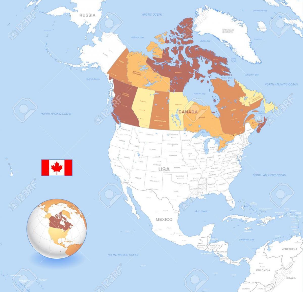 كندا خريطة العالم