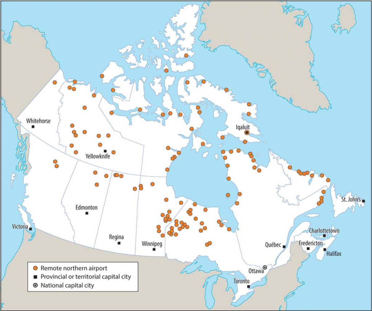 كندا المطارات الدولية خريطة