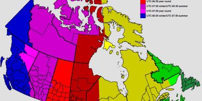 خريطة كندا المنطقة الزمنية